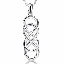 925 Sterling Silver Infinity Celtic Knot Charm Jewelry Pendant Necklaces 18&quot; - £47.07 GBP