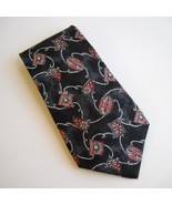 Paisley Scroll Square Neck Tie 100% Italian Silk Black Red Gray Mens Neckwear - $32.00