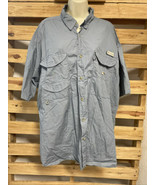 Columbia PFG Short Sleeve Blue Button Down Fishing Shirt Men&#39;s Size XXL ... - $376.33 MXN