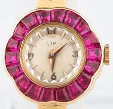 LIP Ruby Bezel Hand-Winding 18k Yellow Gold Women&#39;s Watch w/ gold Band - £2,763.37 GBP