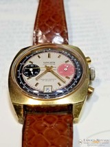 Vintage GRUEN Valjoux 7734 Gold Plate Chronograph Watch Raspberry Panda Dial - £807.18 GBP
