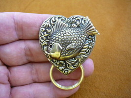 (E-627) Fish coy koi goldfish brass Eyeglass pin pendant ID badge holder... - $19.62