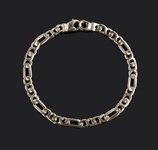 Men&#39;s Figaro Link Chain Bracelet 14k Yellow Solid Gold 9.6 gr - £752.66 GBP