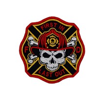 Fireman Skull in Firefighter Helmet Colorfull Embroidered Patch. Size: 3... - £5.93 GBP