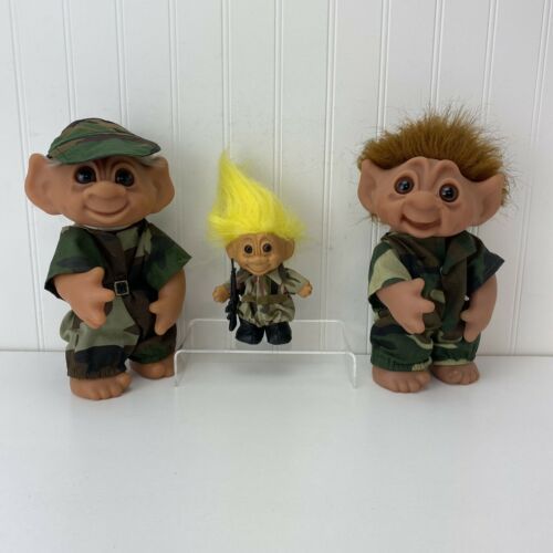 Army Troll Lot (3) 2-Thomas Dam 9” Soldier Trolls 604 - 1 Russ 5” Soldier Troll - $89.99
