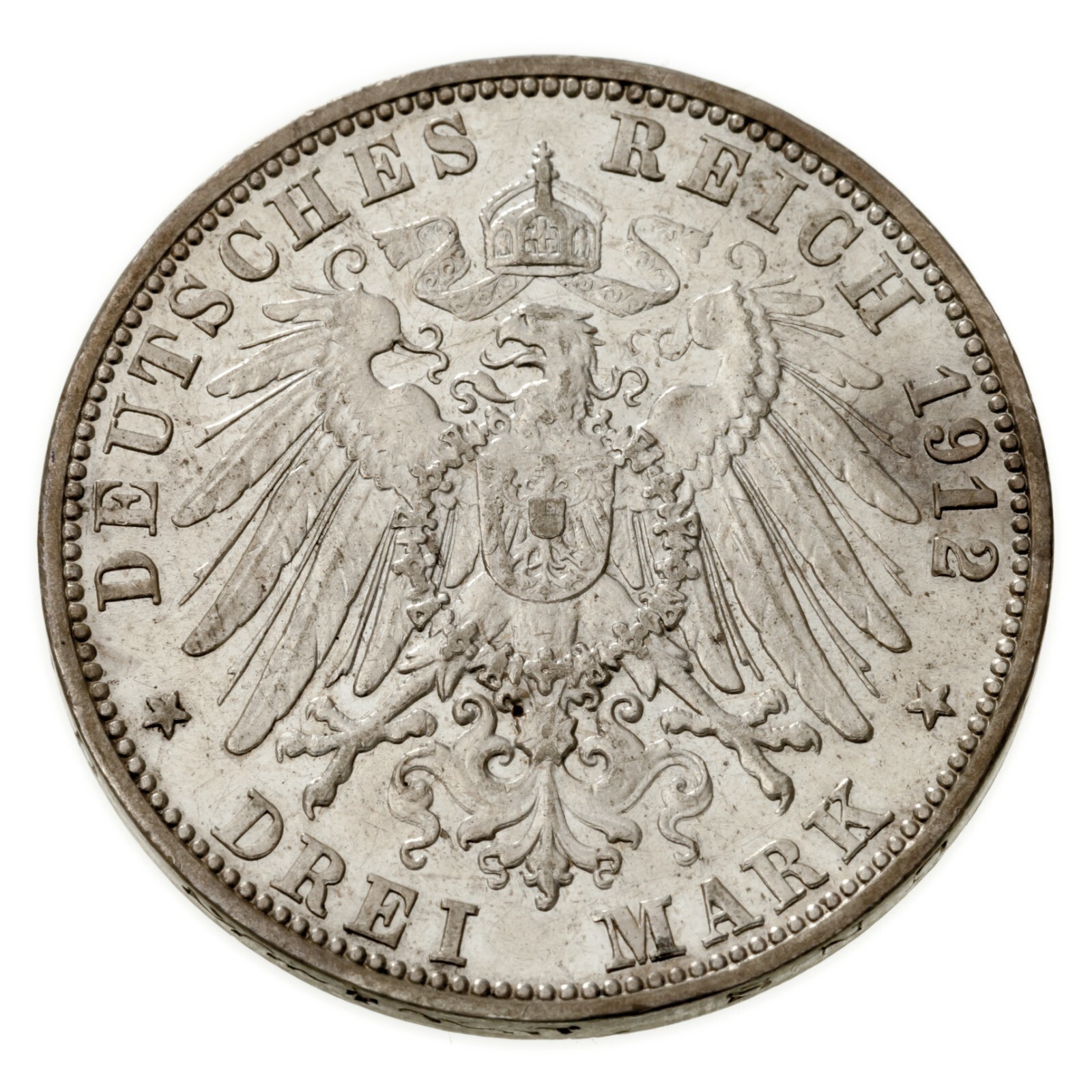 1912-G German States Baden 3 Mark (About Uncirculated, AU) KM# 280 Item image 2