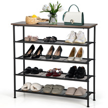 Shoe Rack 5-Tier Shoe Storage Organizer W/4 Metal Mesh Shelves For 16-20 Pairs - £102.53 GBP