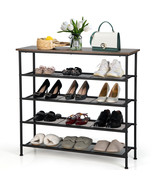 Shoe Rack 5-Tier Shoe Storage Organizer W/4 Metal Mesh Shelves For 16-20... - £102.23 GBP