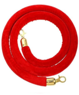 6 Feet Red Velvet Stanchion 1.2&quot; Thick Rope Crowd Control Barrier Gold H... - $19.79