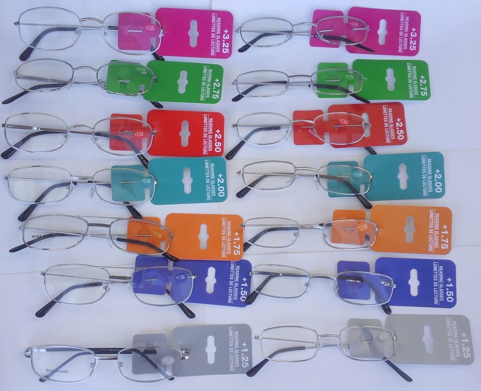 READING EYEGLASSES METAL RIM UNISEX +1.25 TO +3.25 Normal Narrow Rectang... - $2.99