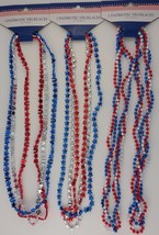 PATRIOTIC AMERICAN NECKLACES Red Silver Blue, 2-3/Pk SELECT: USA, Stars, Braided - £2.07 GBP