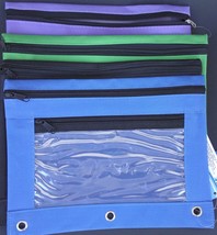ZIPPERED 3-RING BINDER POUCHES CANVAS CLEAR VINYL WINDOWS 1 Pouch SELECT: Color - £2.74 GBP