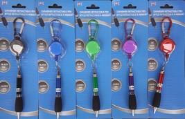 Carabiner Retractable Pens Black Medium Comfort Grip, Select: Color - £2.17 GBP