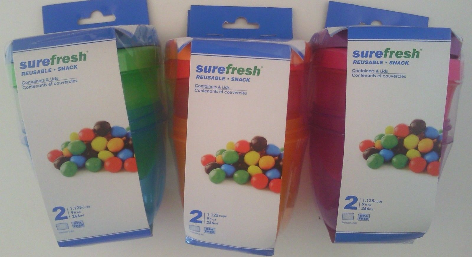 SUREFRESH SNACK CONTAINERS NEON W SCREW CAPS Reusable 9 Oz 2/Pk SELECT: Colors - $2.99
