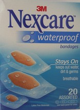 3 M Nexcare Waterproof Bandages Assorted Sizes Latex Free 20 Ct/Box - £5.17 GBP