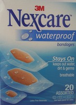 3M NEXCARE WATERPROOF BANDAGES Assorted Sizes Latex Free 20 Ct/Box - £5.20 GBP