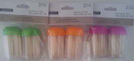 TOOTHPICK DISPENSERS  Kitchen Bar Party 2*100 Round Toothpicks Select Cap Color - £2.37 GBP