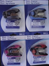  MINI-STAPLER 2.5 Inch W 500 Standard Size Staples, Select: Black Blue Pink Red - £2.39 GBP
