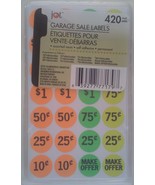 Garage Sale Labels Yard Rummage Sales Neon 420 Labels/Pack - £2.32 GBP