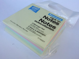 Stick On Notes 3"x 3" 250 Sticky Sheets 5 Pads/Pk Pastel Yellow Pink Blue Green - £2.36 GBP