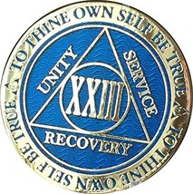 23 Year Reflex Blue Gold Plated AA Medallion Alcoholics Anonymous Chip - £13.41 GBP