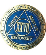 27 Year Reflex Blue Gold Plated AA Medallion Alcoholics Anonymous Chip - £13.44 GBP