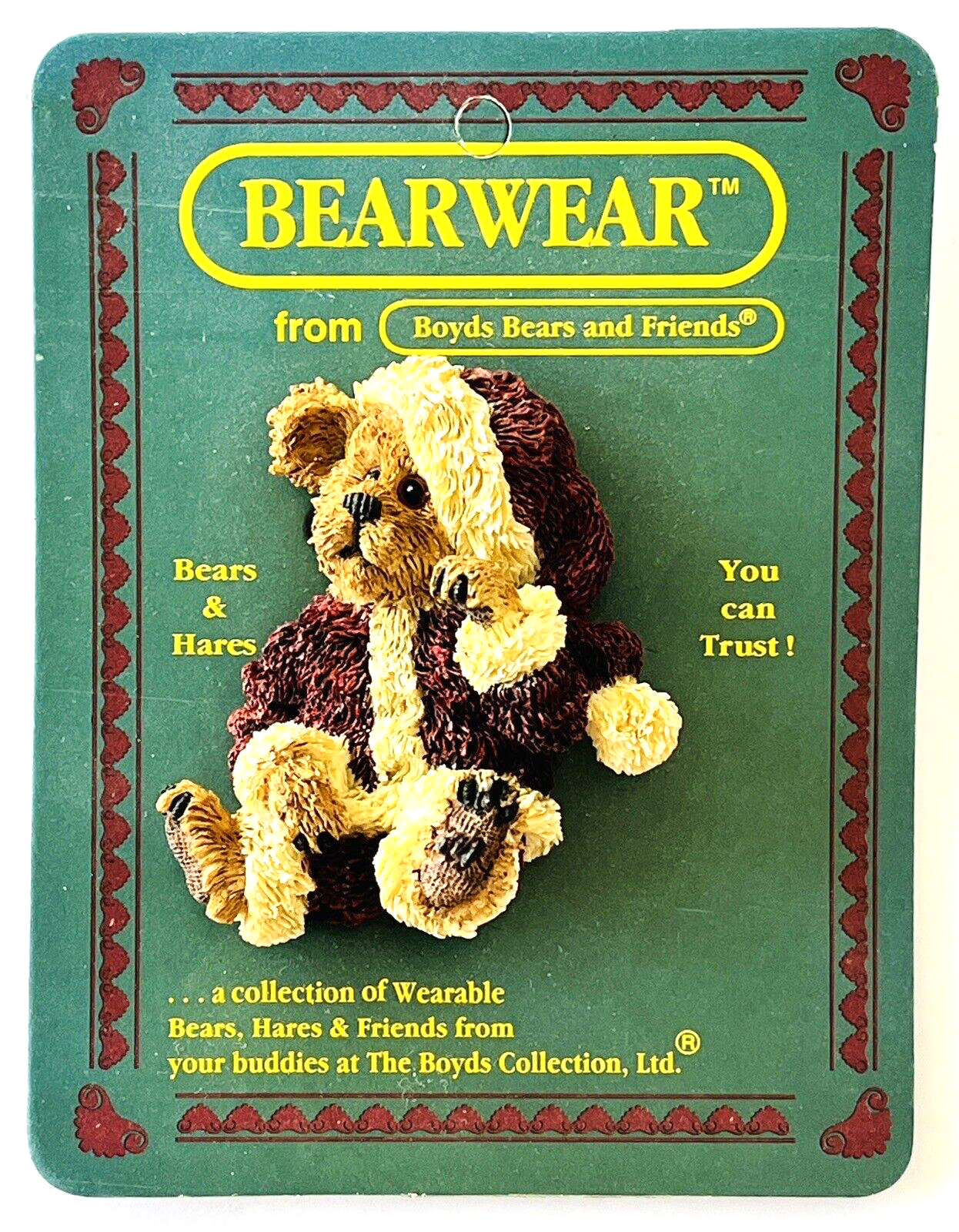 Primary image for Boyd’s Bears Santa Bear Pin Bearwear Christmas Jewelry New on Card 1995