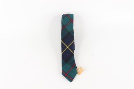 NOS Vintage 60s Dapper Checkered Plaid Wool Tweed Skinny Neck Tie Dress ... - $49.45