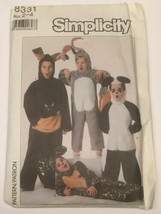 Simplicity 8331 Costume 2-4 Vintage 1987 Sewing Pattern Cut Panda Kangaroo Bunny - £3.07 GBP