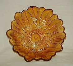  Lily Pons Amber by Indiana Glass 7&quot; Nappy Bowl Round Candy Dish Sunflower MCM - £19.41 GBP