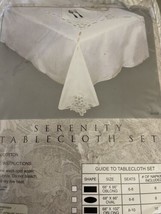 SERENITY Tablecloth Set. Battenburg Lace Tablecloth &amp; 10 Napkins 68x102 NEW - £31.02 GBP