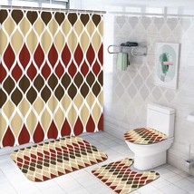 Espresso Weave Textured Fabric Shower Curtain 16 Piece Set With Rugs, Modern-NEW - £31.56 GBP