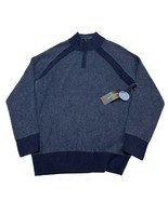 Mark Law Sweater Men M Blue Waffle Knit 1/4 Zip Pullover Ribbed Mock Nec... - $30.31 CAD