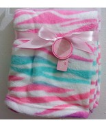 Babykiss Baby Blanket Safari Zebra Pink Aqua - $10.99