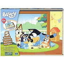 Bluey 5 Wood Jigsaw Puzzles with Storage Box - £14.78 GBP