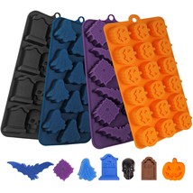 Halloween Chocolate Mold Silicone Candy Molds With Pumpkin Skull And Tombstone G - £26.88 GBP