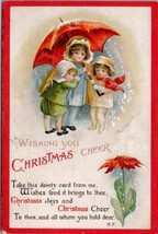 Christmas Ellen Clapsaddle Children Seek Shelter From Snow Umbrella Postcard X13 - £11.81 GBP