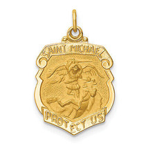 14k Solid Polished/Satin Small St. Michael Badge Medal XR1721 - $431.21