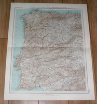 1927 Map Of Western Spain / Portugal / Madrid Sevilla Lisbon Porto - £21.86 GBP