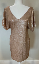 As U Wish Pink Mauve Sequin V-neck V-back Cocktail Party Dress Size Large - $49.72