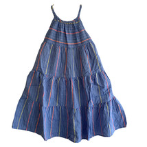 Halter Dress Girls 2T Striped Sleeveless Blue Chambray Tiered Maxi Summer  - £10.24 GBP