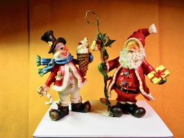 Santa &amp; Jack Frost Figurines - Bright, Cheerful, Colors, Perfect, Free Shipping - £33.03 GBP