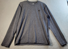 adidas Activewear T Shirt Men Large Gray Knit Long Casual Sleeve Round N... - £14.09 GBP