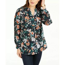 TOMMY HILFIGER Sheer Navy Floral Casual Long Sleeve V Neck Blouse Top, S... - $318.67 MXN