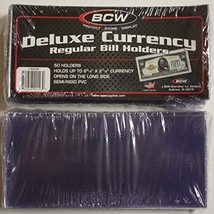 50 Bcw Currency Deluxe Holders Semi Rigid Vinyl For Banknotes Money Dollar Bill - £24.11 GBP