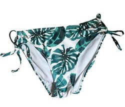 Leaf Print Bikini Swim Bathing Suit Bottom Green White L Side Indigo Rein - £4.70 GBP