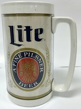 Thermo-Serv MILLER LITE Vintage Beer Mug WHITE Retro Drinkware MADE IN USA - £7.76 GBP