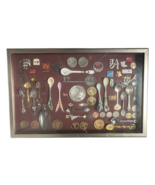 Wall Art Custom Shadowbox Frame Vintage Travel Seal Souvenir Spoons Coin... - $93.50