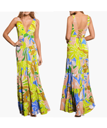 Maaji Selvatik Marea Knit Cover-Up Maxi Dress, Yellow/Blue Size Small 2/... - $119.00