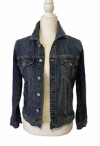 Lucky Brand Womens TOMBOY TRUCKER Jean Jacket Small Denim Distressed Pockets - £17.72 GBP